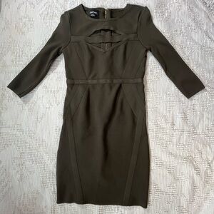 bebe Olive Green Long Sleeve Sheath Dress